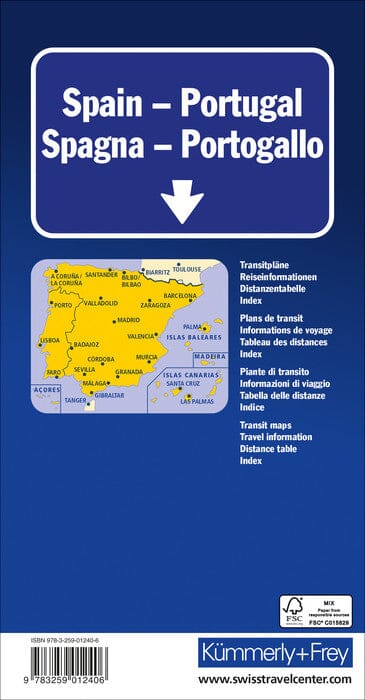 Carte routière - Espagne, Portugal | Kümmerly & Frey carte routière Kümmerly & Frey