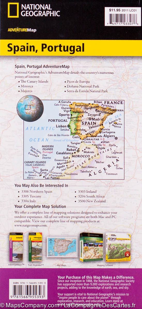 Carte routière - Espagne & Portugal | National Geographic carte pliée National Geographic 