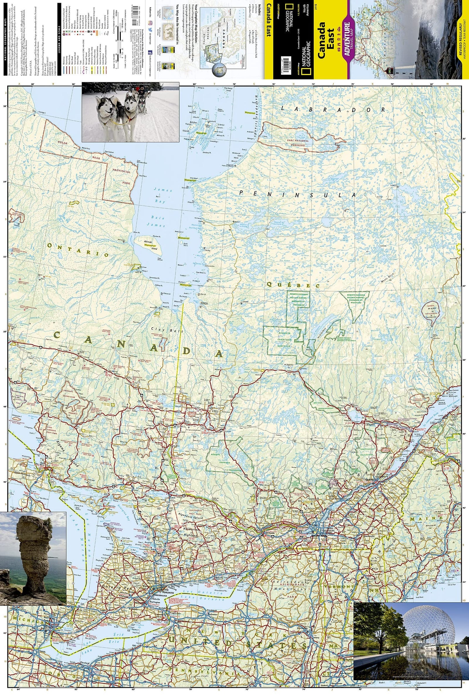 Carte routière - Canada Est | National Geographic carte routière National Geographic