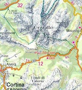 Carte routière et panoramique des Dolomites, lac de Garde et Venise | Tabacco carte de randonnée Tabacco