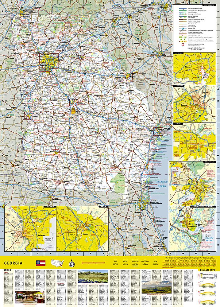 Carte routière - État de Géorgie (USA) | National Geographic carte routière National Geographic