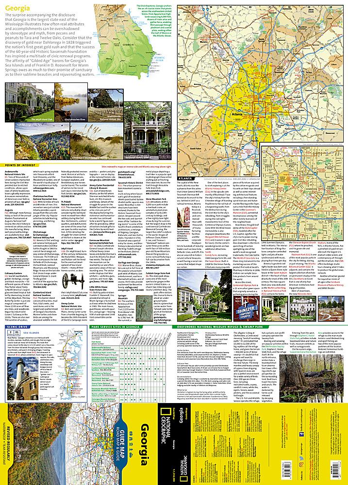 Carte routière - État de Géorgie (USA) | National Geographic carte pliée National Geographic 