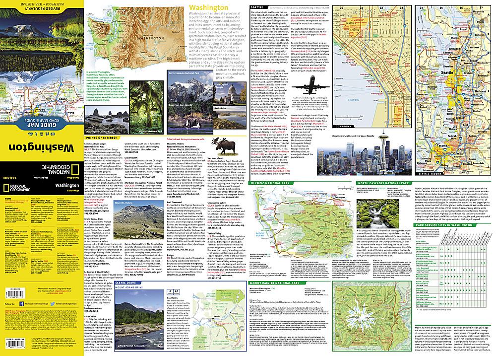 Carte routière - État de Washington (USA) | National Geographic carte pliée National Geographic 