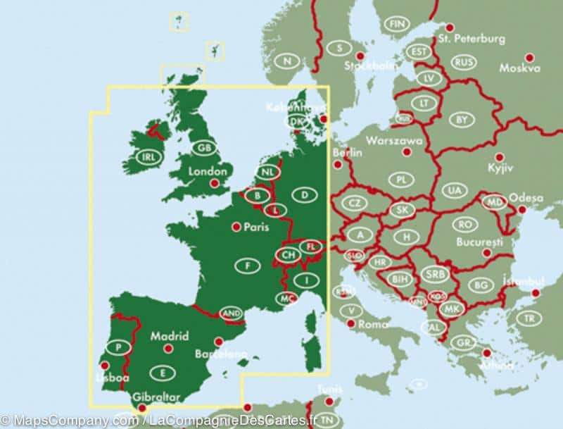 Carte routière - Europe de l’Ouest | Freytag & Berndt carte pliée Freytag & Berndt 