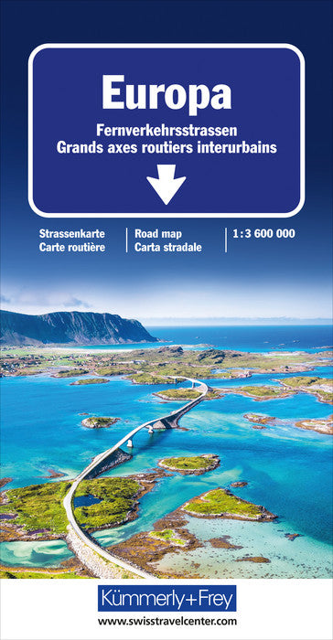 Carte routière - Europe : Grands axes routiers interurbains | Kümmerly & Frey carte routière Kümmerly & Frey