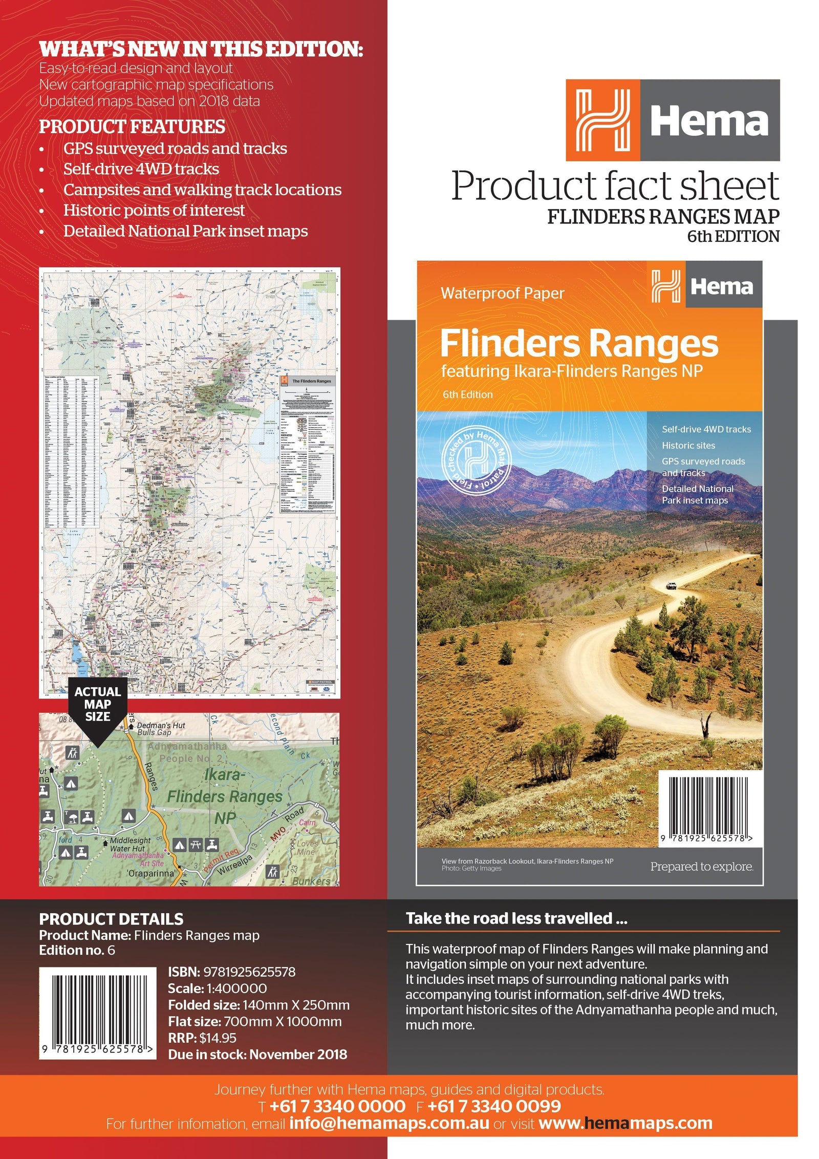 Carte routière - Flinders Ranges (Australie Méridionale) | Hema Maps carte routière Hema Maps