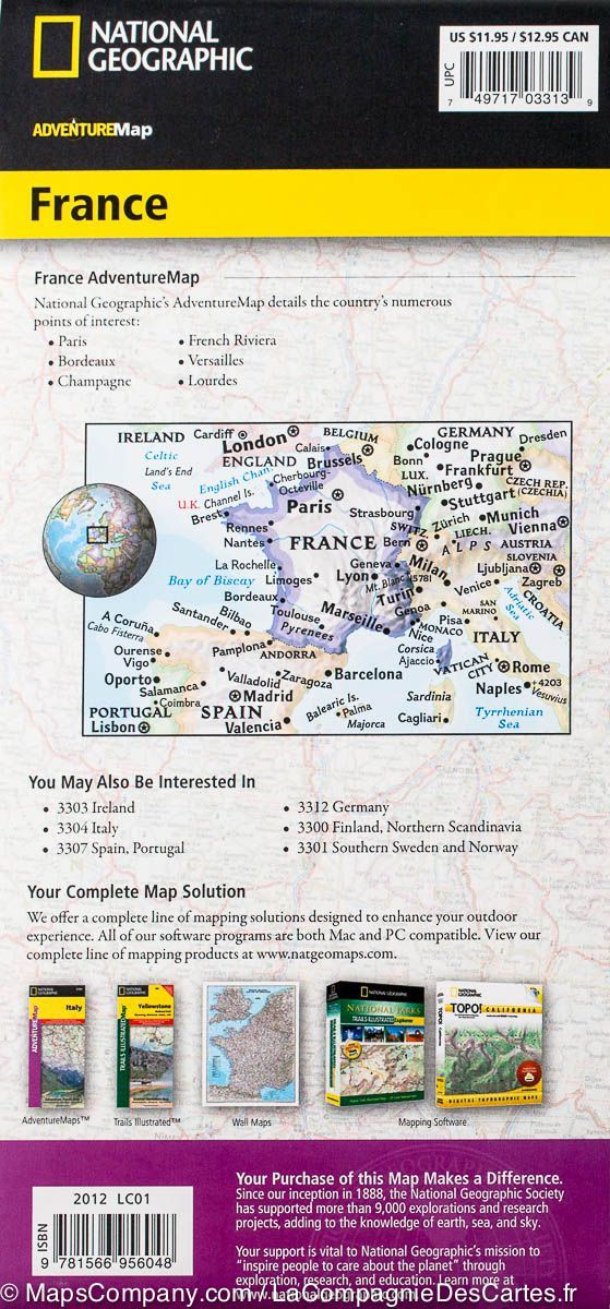 Carte routière - France | National Geographic carte pliée National Geographic 