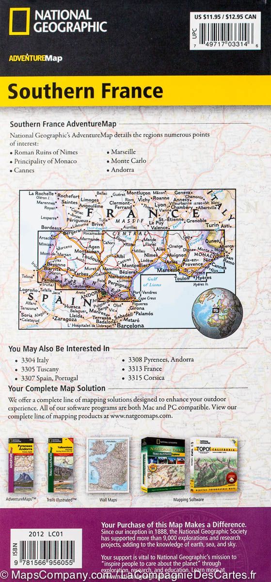 Carte routière - France Sud | National Geographic carte pliée National Geographic 