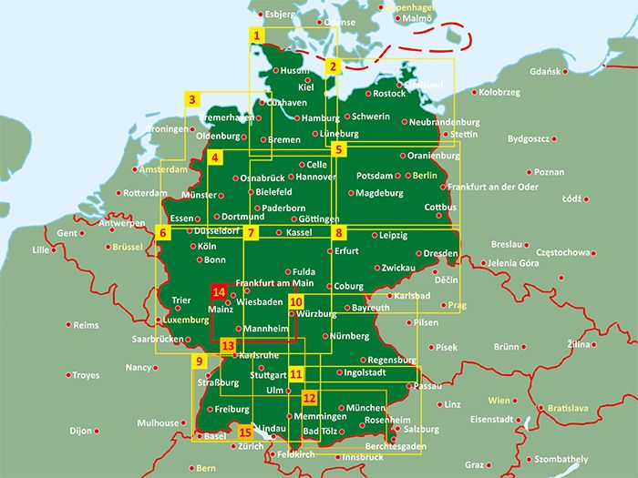 Carte routière n° 14 (Allemagne) - Francfort et environs | Freytag & Berndt - 1/150 000 carte routière Freytag & Berndt