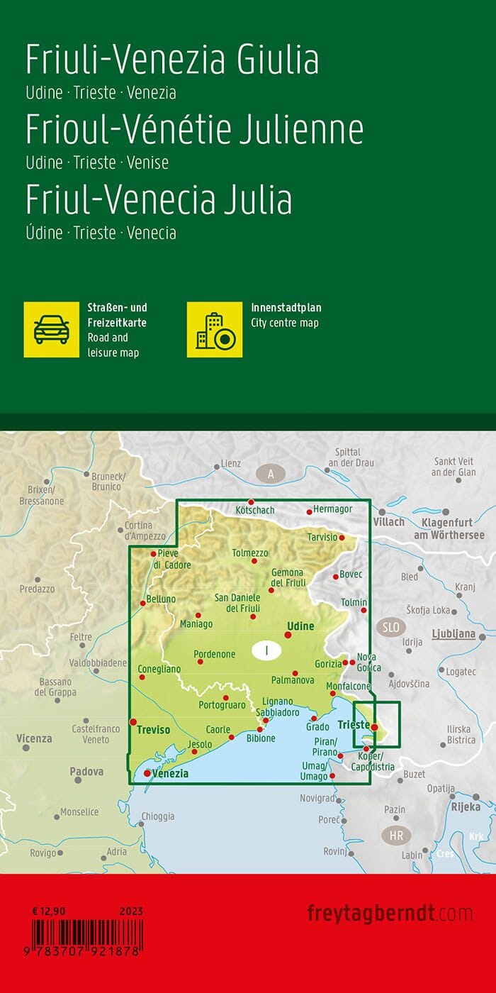 Carte routière - Frioul-Vénétie Julienne (Udine, Venise, Trieste, Italie) | Freytag & Berndt carte pliée Freytag & Berndt 