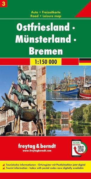 Carte routière n° 3 (Allemagne) - Frise Orientale, Münsterland, Brême | Freytag & Berndt - 1/150 000 carte routière Freytag & Berndt