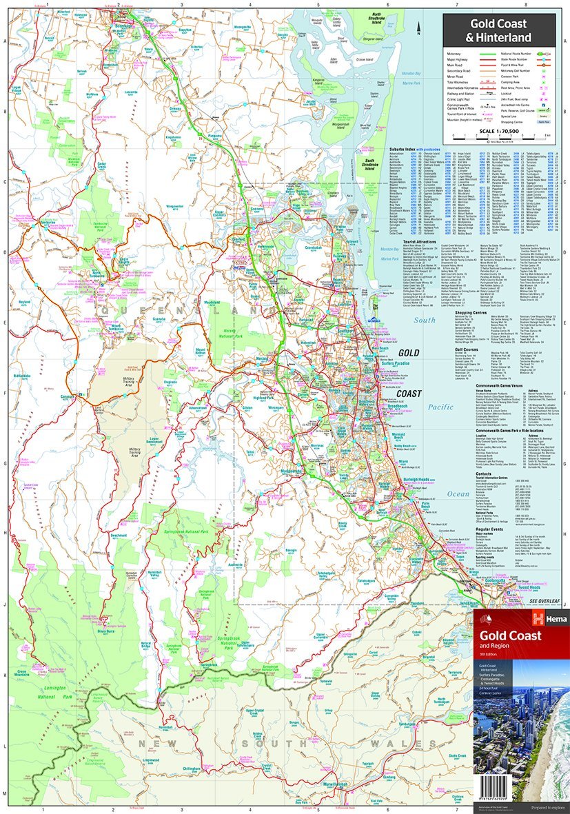 Carte routière - Gold Coast et sa région (Queensland, Australie) | Hema Maps carte routière Hema Maps