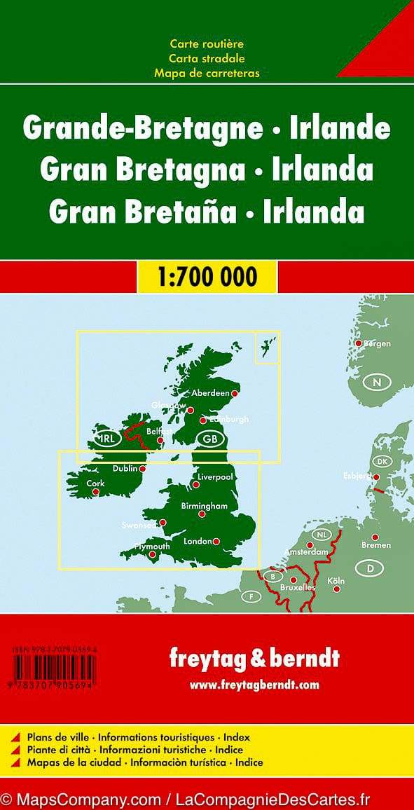 Carte routière - Grande Bretagne & Irlande - 1/700 000 | Freytag & Berndt carte pliée Freytag & Berndt 