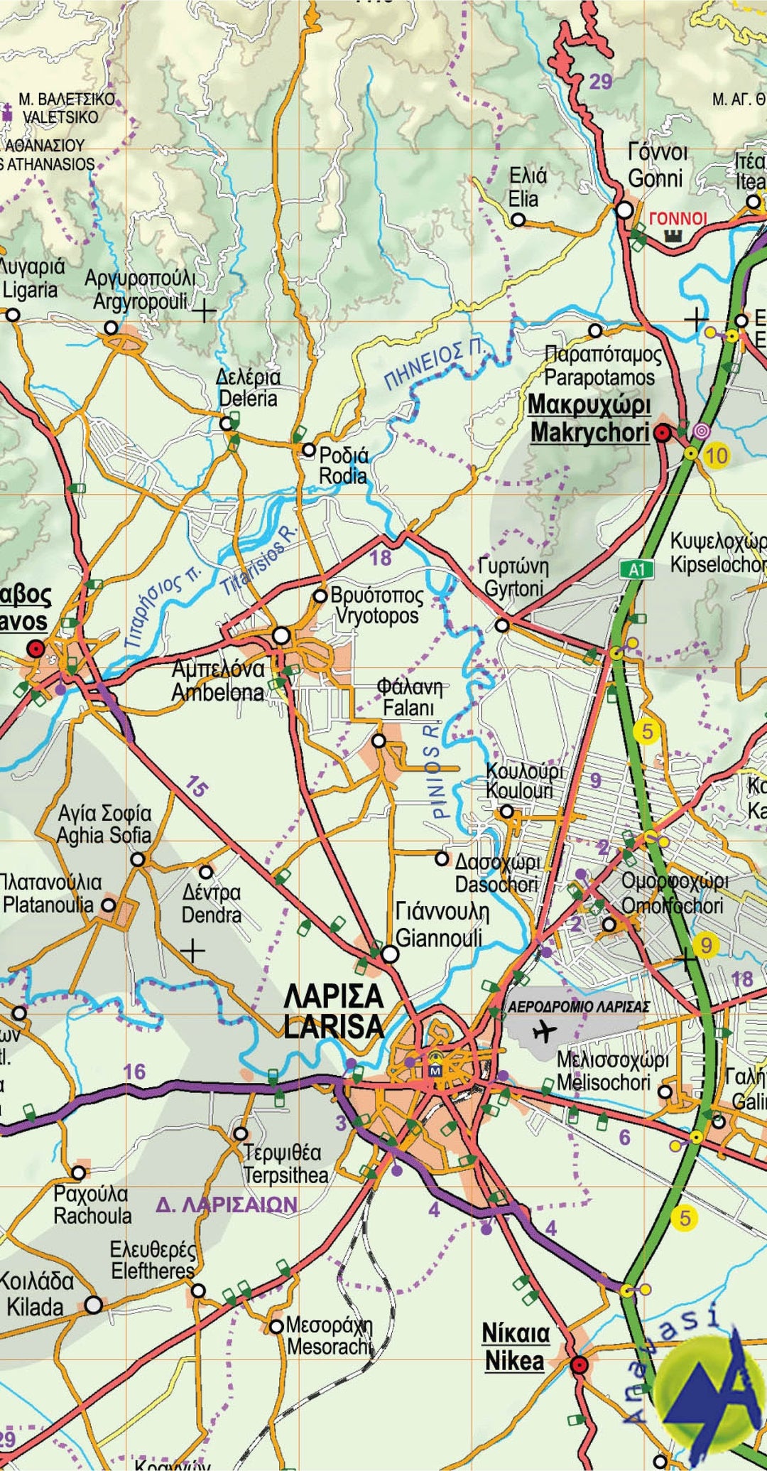 Carte routière - Grèce Centrale, Thessalie, Epire R3 | Anavasi carte pliée Anavasi 