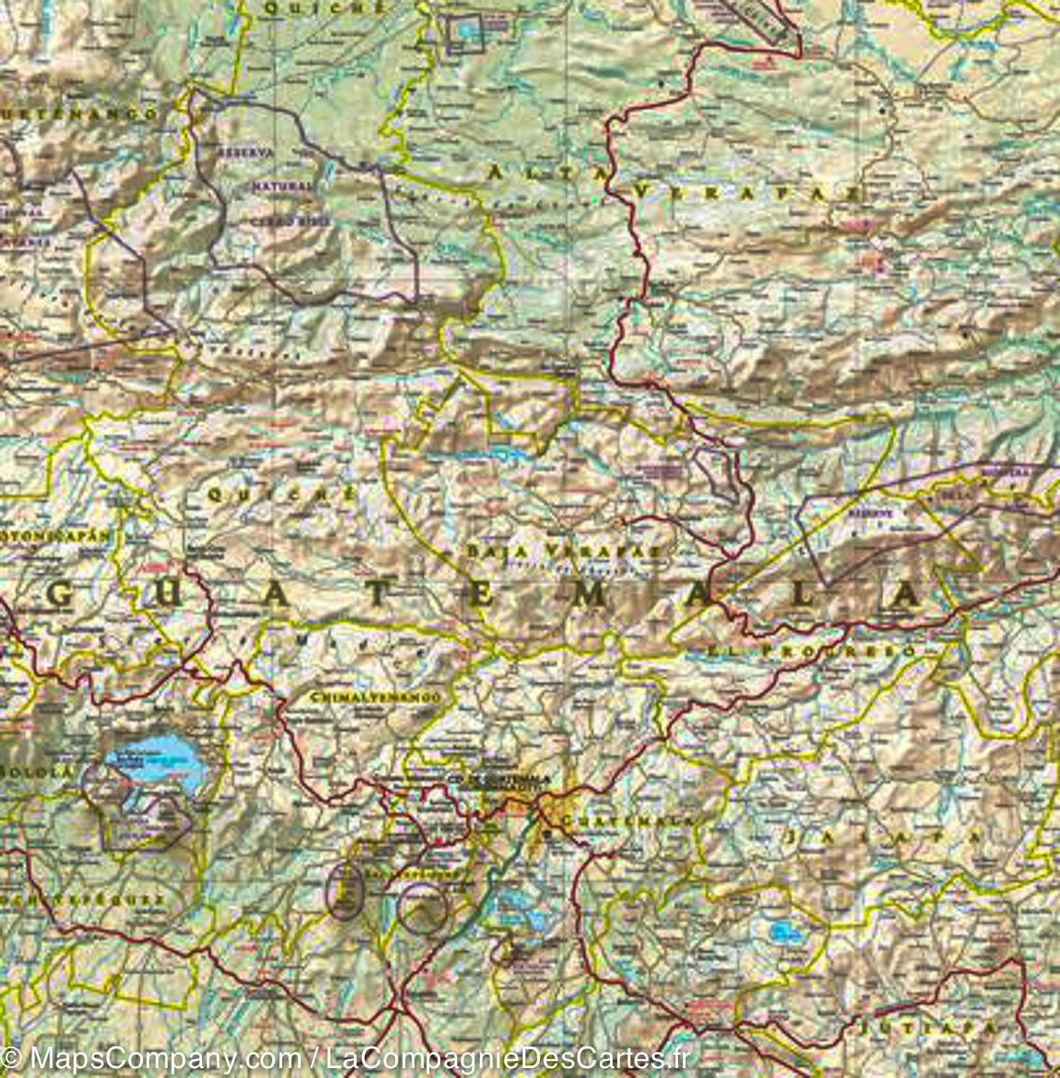 Carte routière - Guatemala | National Geographic carte routière National Geographic