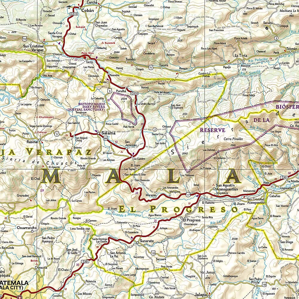 Carte routière - Guatemala | National Geographic carte routière National Geographic