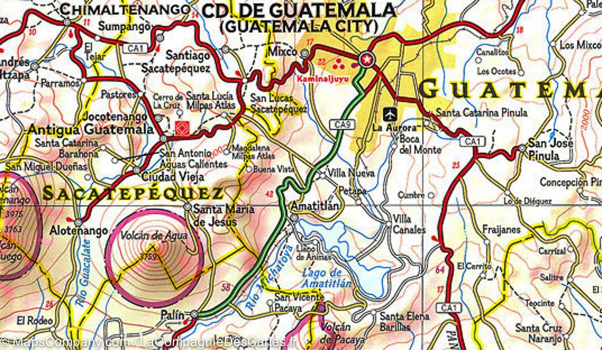 Carte routière - Guatemala | National Geographic carte routière National Geographic