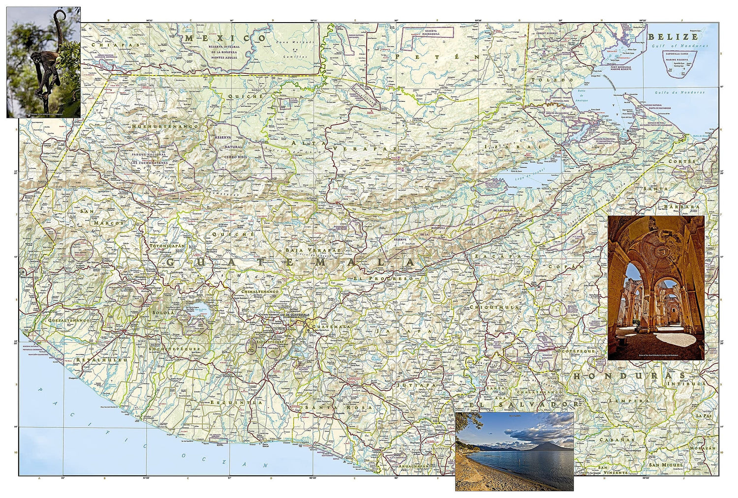 Carte routière - Guatemala | National Geographic carte routière National Geographic