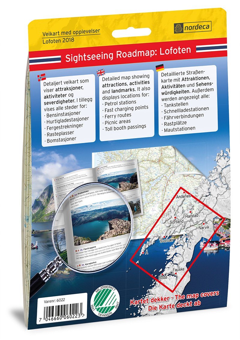 Carte routière & guide n° 6022 - Iles Lofoten (Norvège) | Nordeca carte routière Nordeca