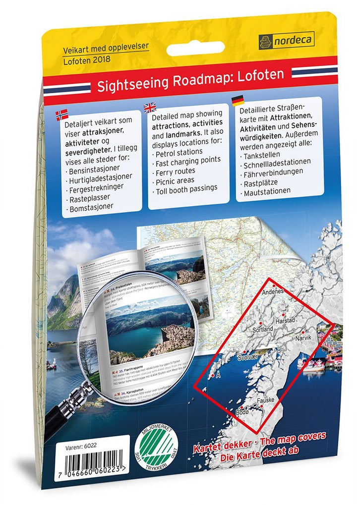 Carte routière & guide n° 6022 - Iles Lofoten (Norvège) | Nordeca carte routière Nordeca