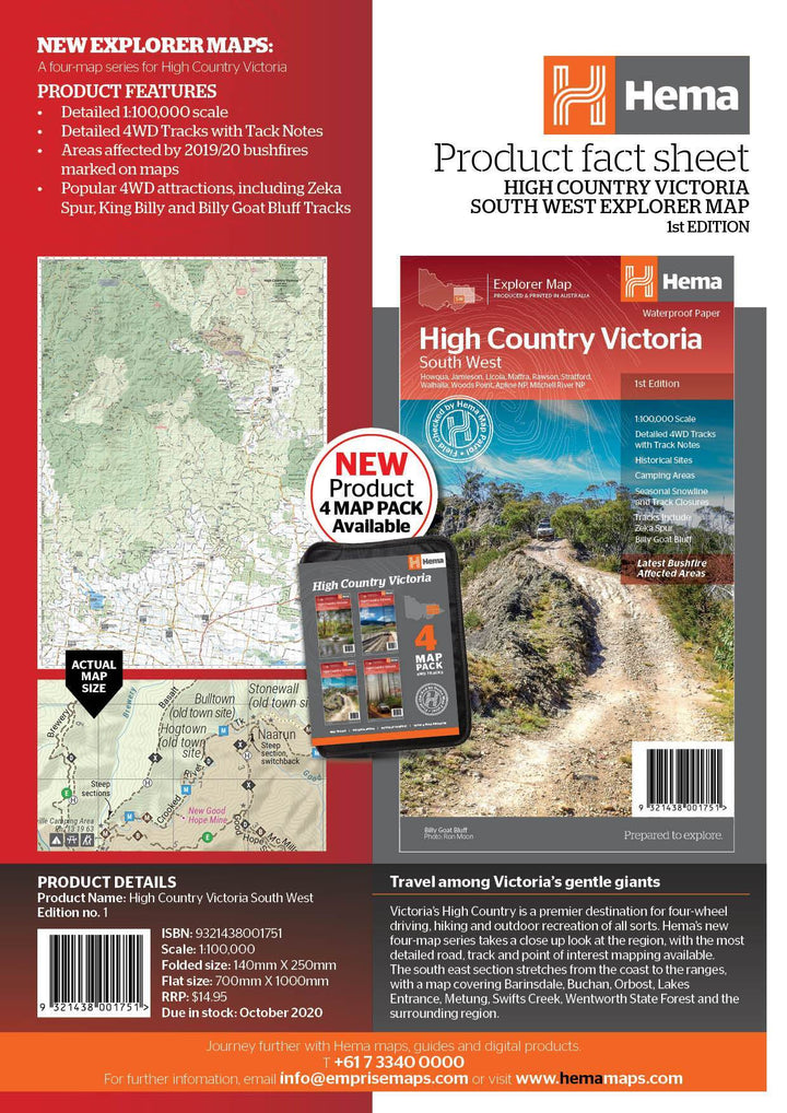 Carte routière - High Country Victoria (Sud-Ouest) | Hema Maps carte pliée Hema Maps 