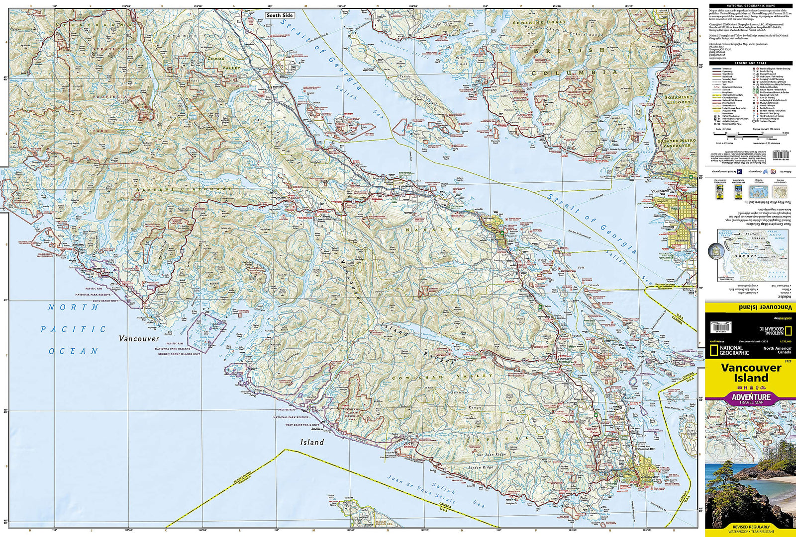 Carte routière - Ile de Vancouver (Canada) | National Geographic carte routière National Geographic