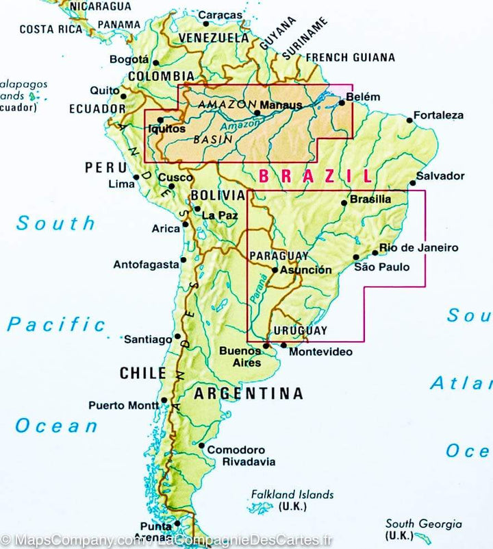 Carte routière de l'Amazonie (Brésil) | Nelles Map - La Compagnie des Cartes