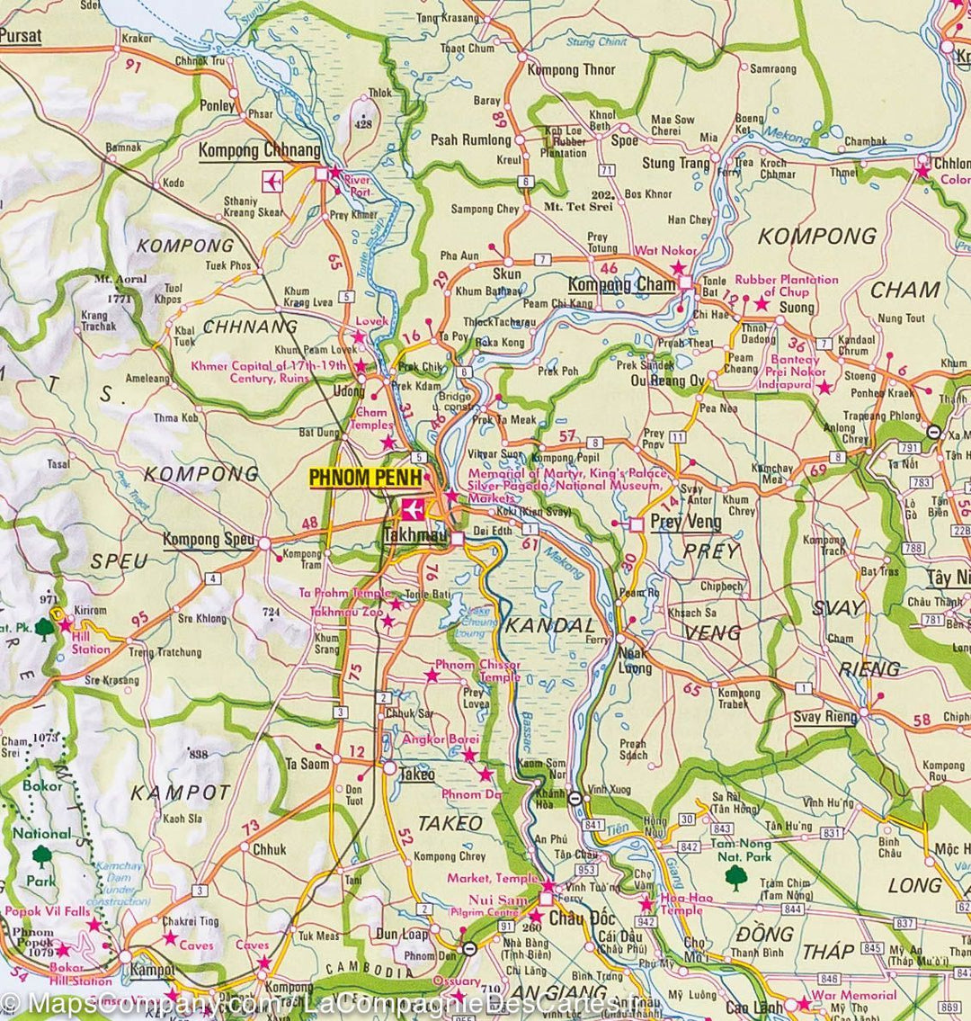 Carte routière imperméable - Cambodge & Plan d'Angkor | Nelles Map carte pliée Nelles Verlag 