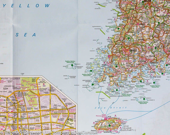 Carte routière imperméable - Corée du Nord et du Sud | Nelles Map carte pliée Nelles Verlag 