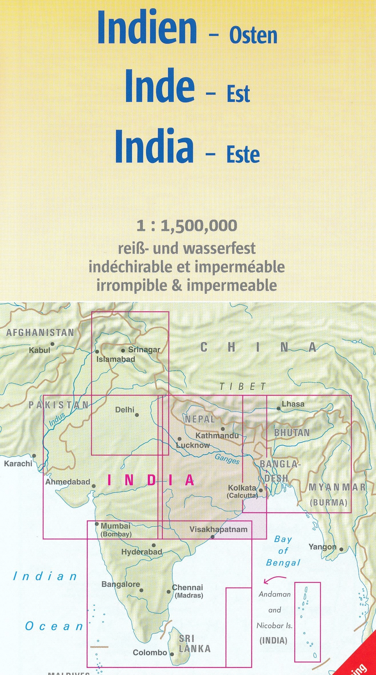 Carte routière imperméable - Inde Est | Nelles Map carte routière Nelles Verlag