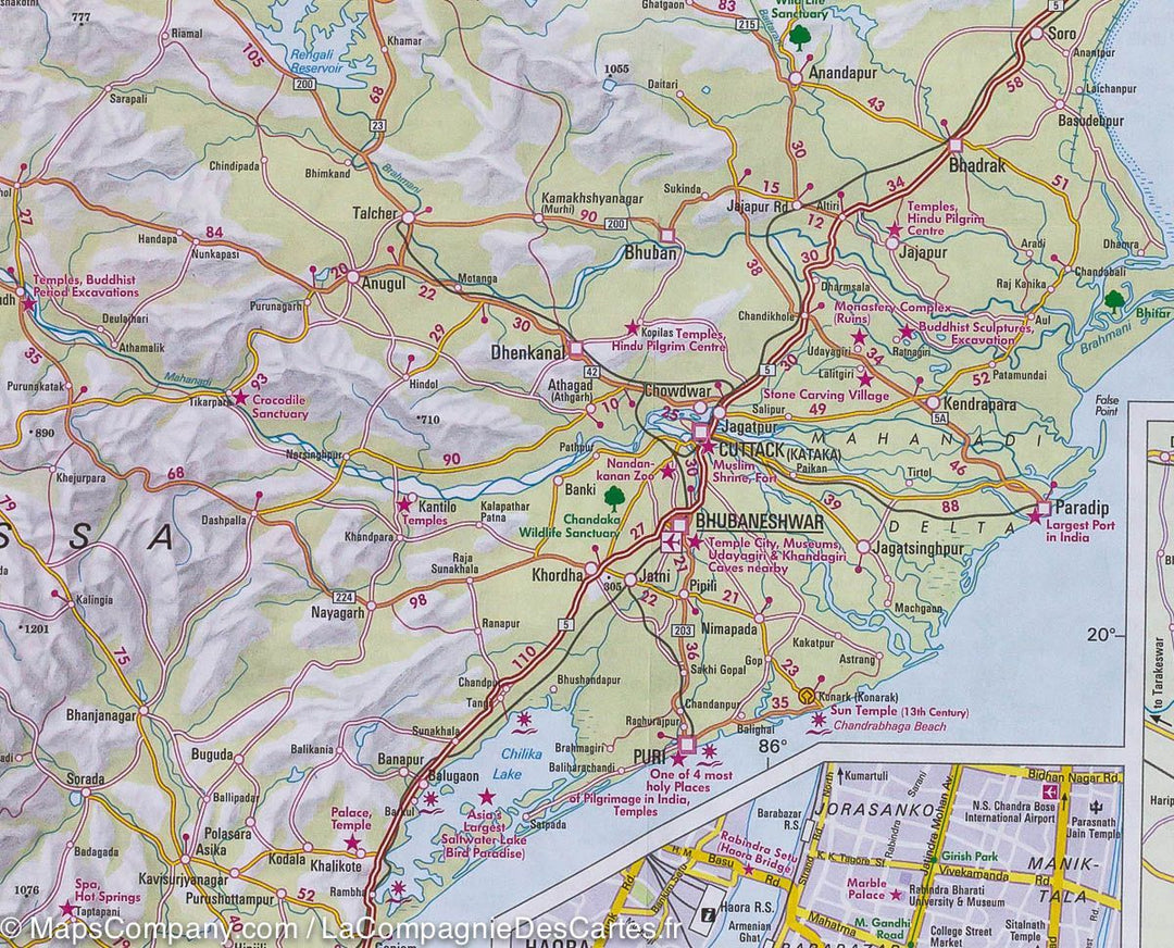 Carte routière de l'est de l'Inde | Nelles Map - La Compagnie des Cartes