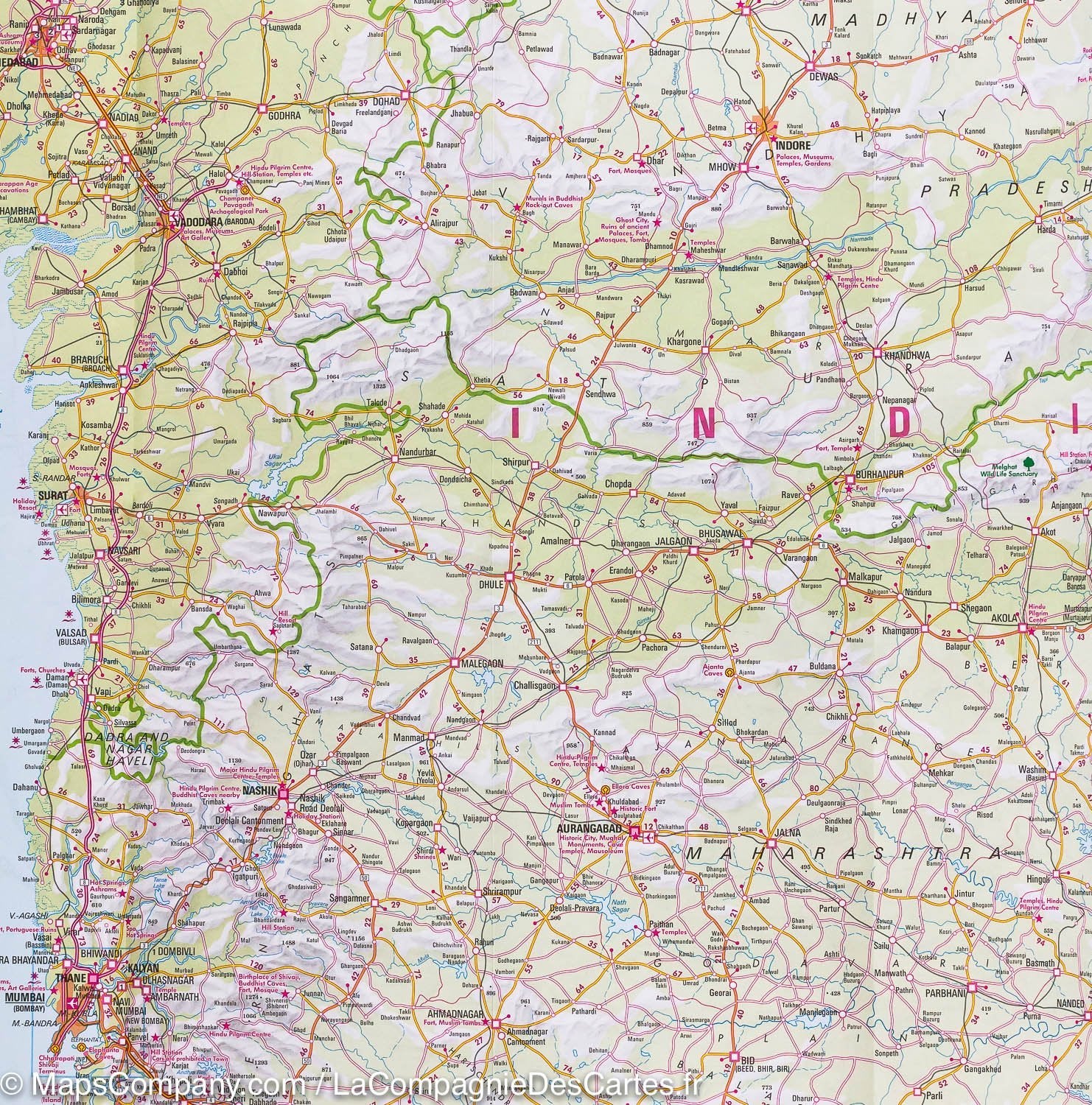 Carte routière imperméable - Inde Ouest | Nelles Map carte routière Nelles Verlag