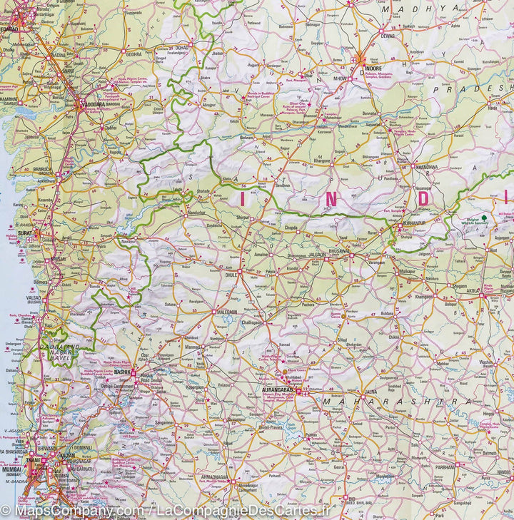 Carte routière de l'ouest de l'Inde | Nelles Map - La Compagnie des Cartes