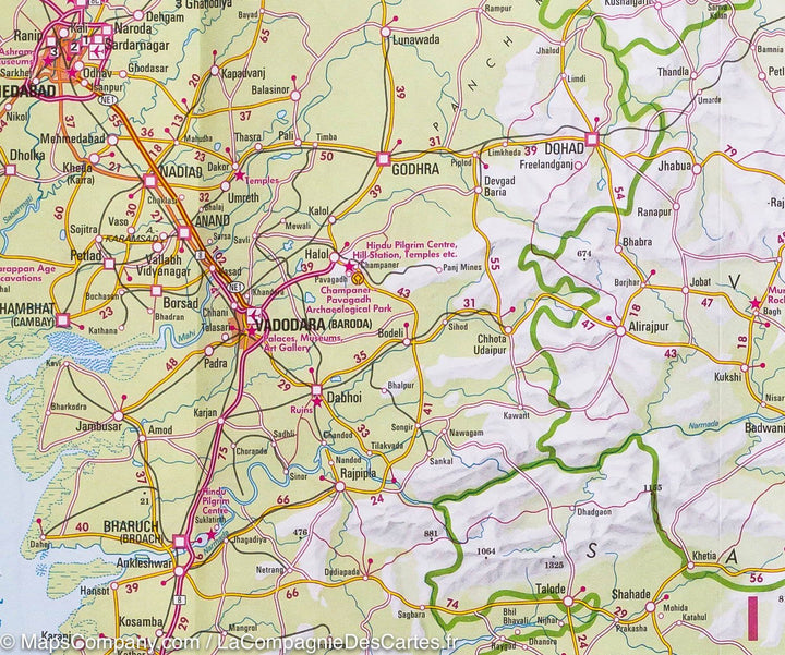 Carte routière de l'ouest de l'Inde | Nelles Map - La Compagnie des Cartes