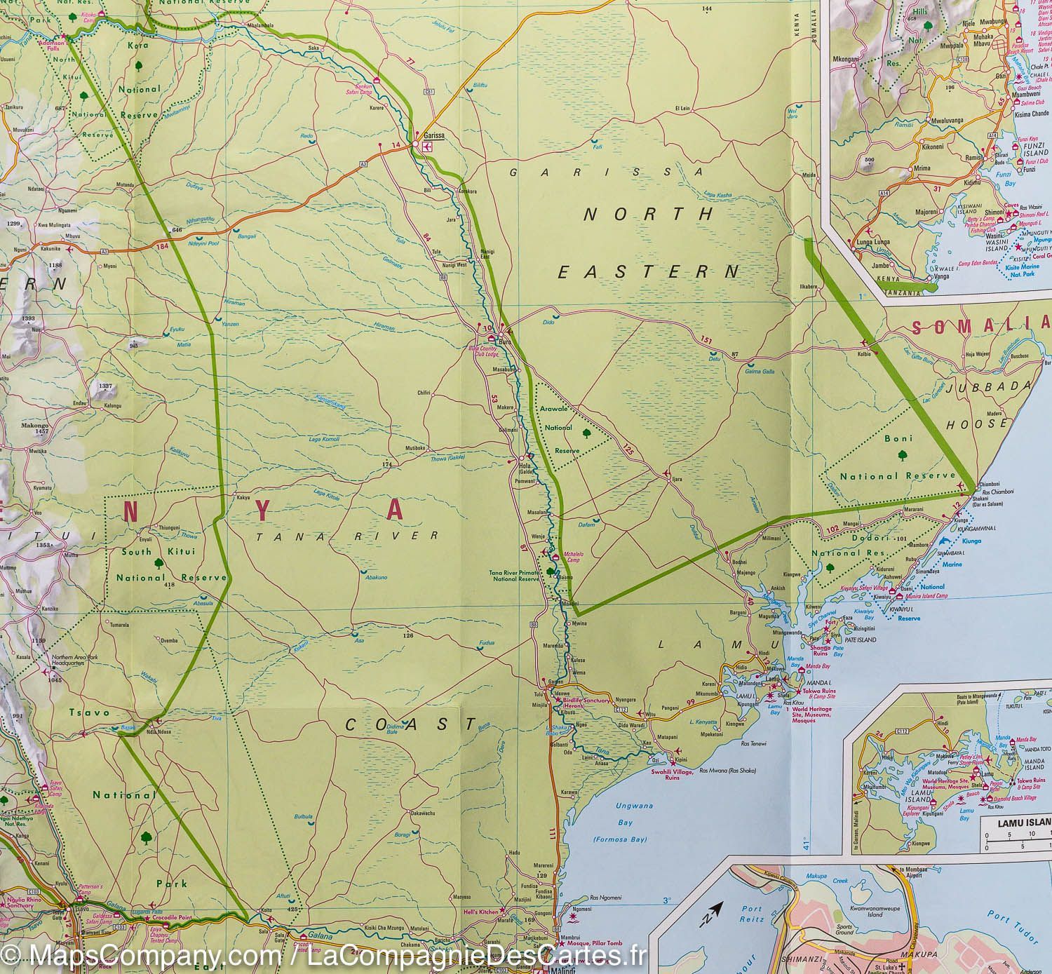 Carte routière imperméable - Kenya & Parc Serengeti (Tanzanie) | Nelles Map carte routière Nelles Verlag