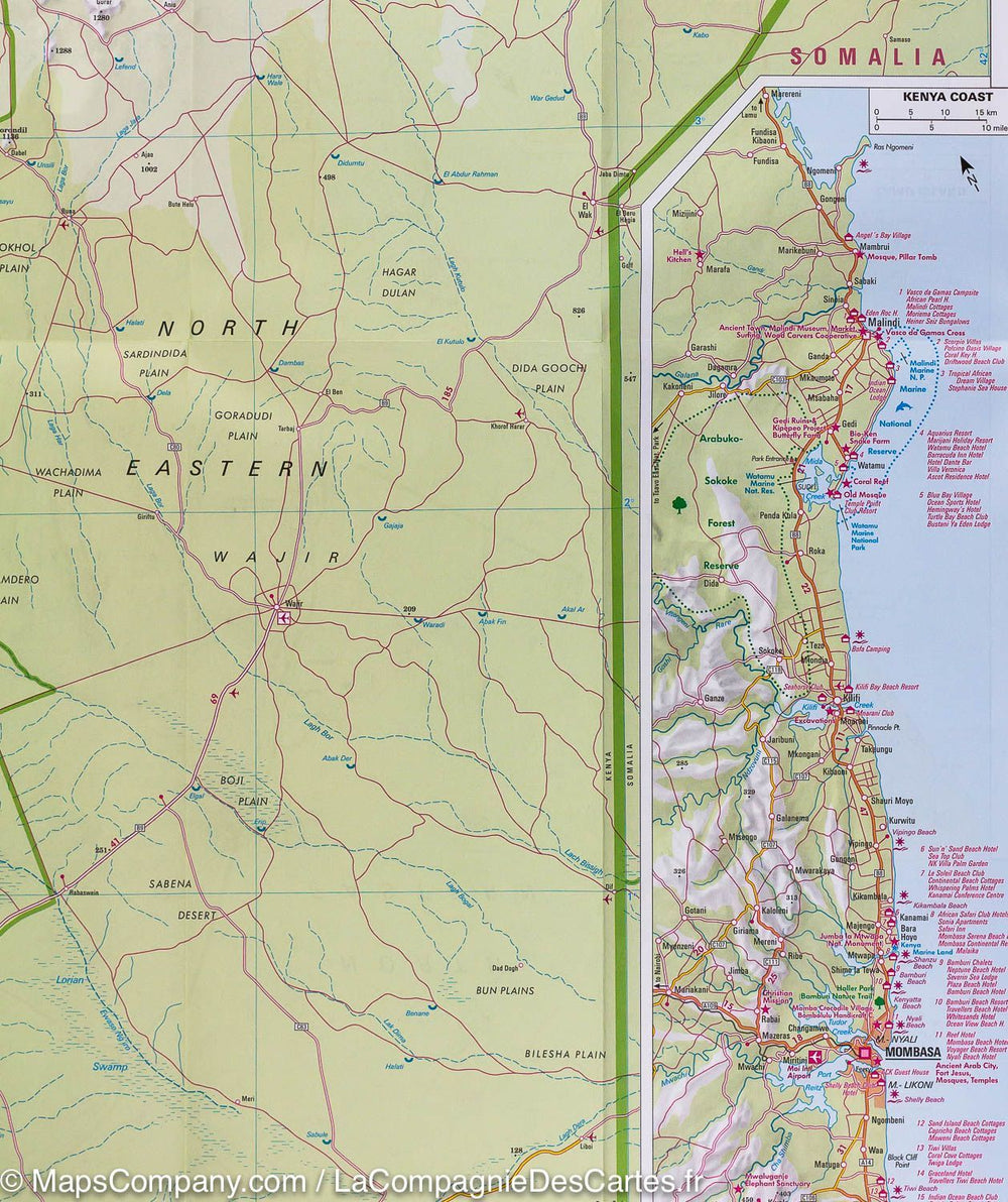Carte routière du Kenya & Parc Serengeti (Tanzanie) | Nelles Map - La Compagnie des Cartes