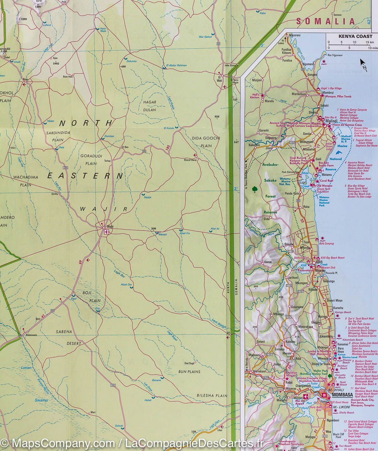 Carte routière imperméable - Kenya & Parc Serengeti (Tanzanie) | Nelles Map carte routière Nelles Verlag