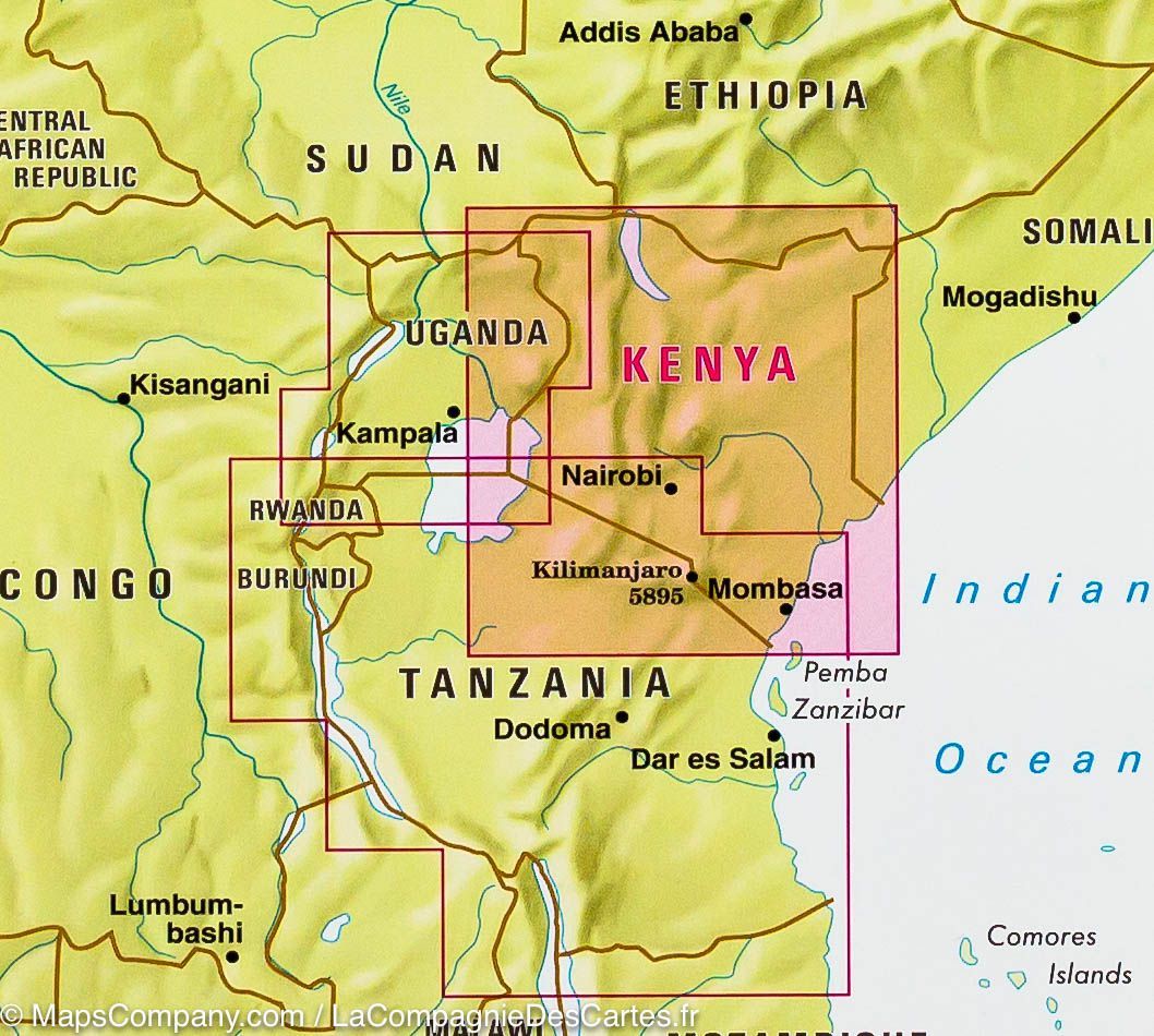 Carte routière imperméable - Kenya & Parc Serengeti (Tanzanie) | Nelles Map carte routière Nelles Verlag