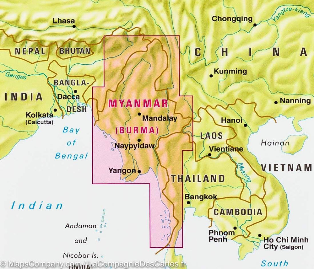 Carte routière imperméable - Myanmar (Birmanie) | Nelles Map carte pliée Nelles Verlag 