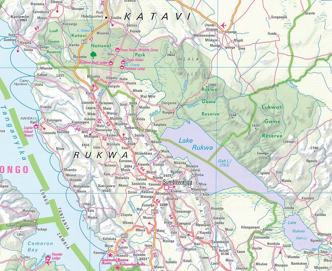 Carte routière imperméable - Tanzanie, Rwanda & Burundi | Nelles Map carte routière Nelles Verlag