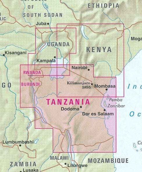 Carte routière imperméable - Tanzanie, Rwanda & Burundi | Nelles Map carte pliée Nelles Verlag 