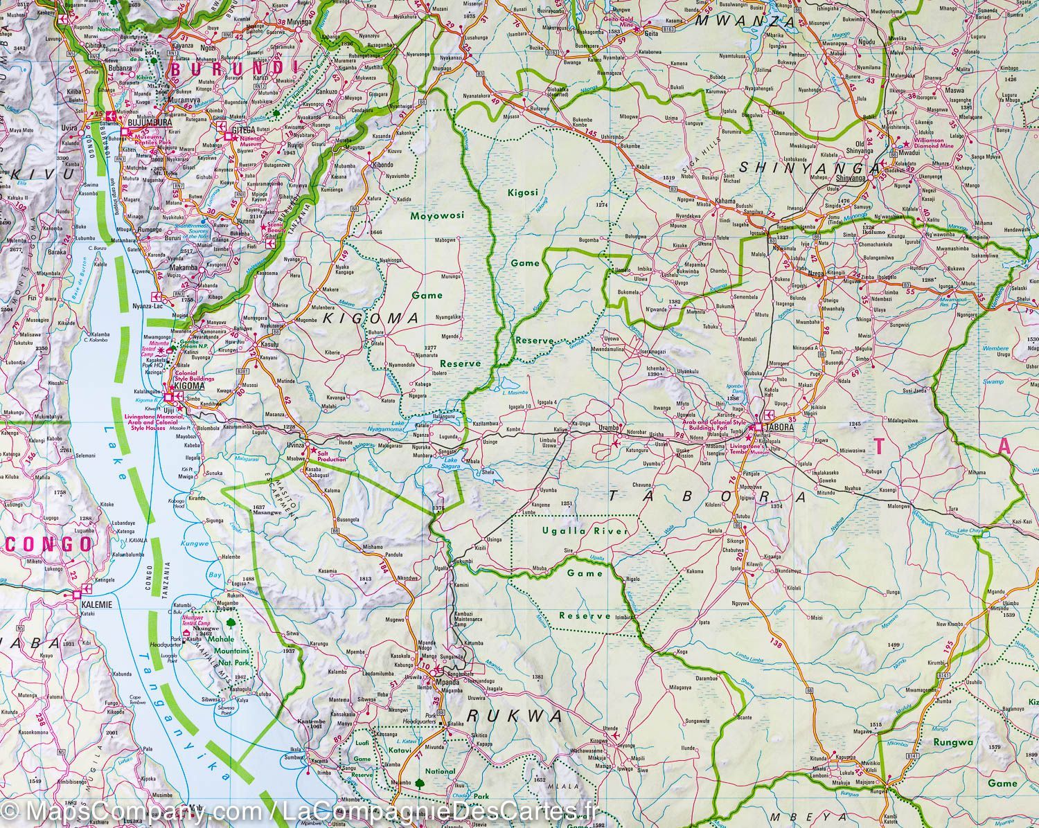 Carte routière imperméable - Tanzanie, Rwanda & Burundi | Nelles Map carte routière Nelles Verlag