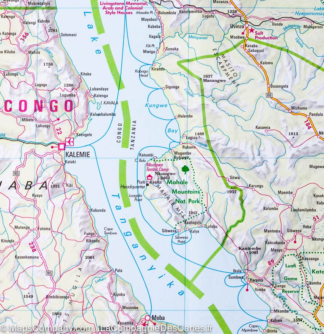Carte routière imperméable - Tanzanie, Rwanda & Burundi | Nelles Map carte pliée Nelles Verlag 