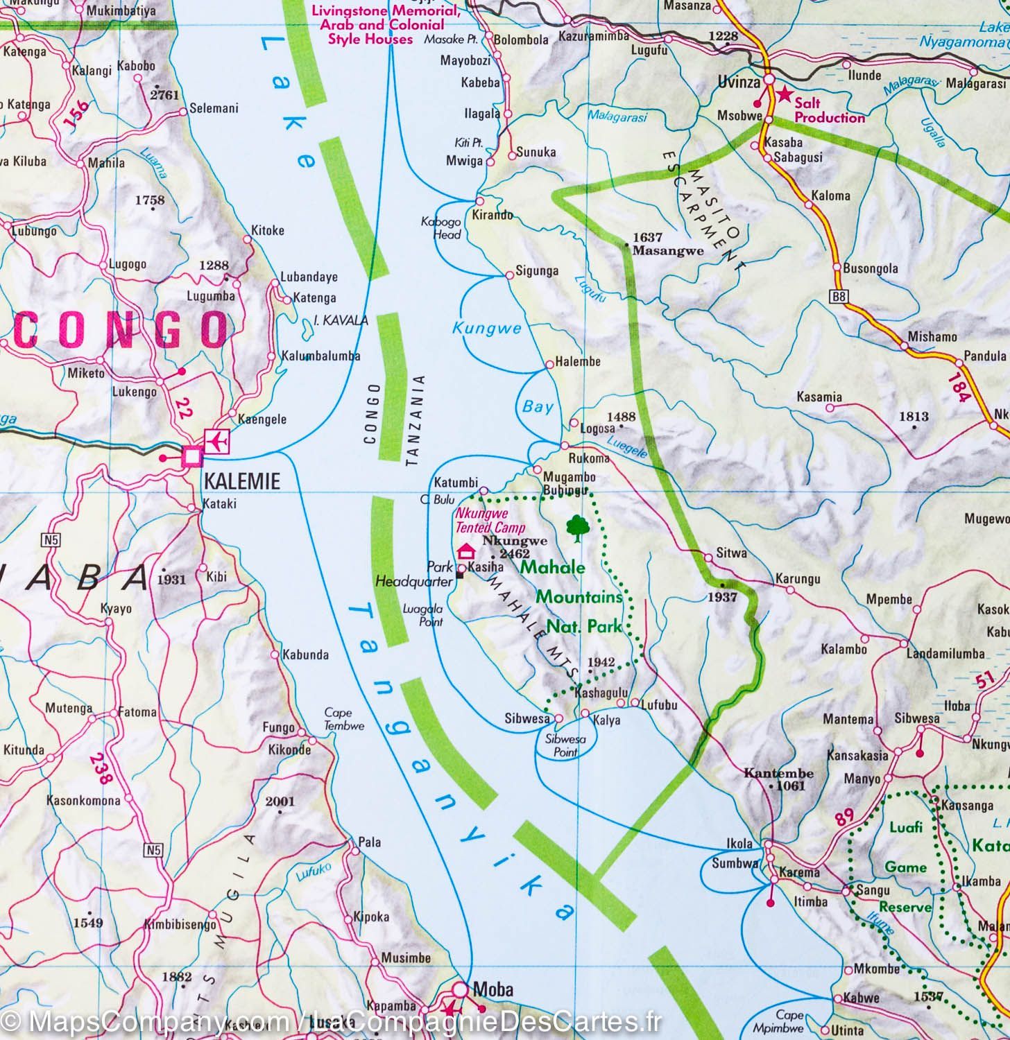 Carte routière imperméable - Tanzanie, Rwanda & Burundi | Nelles Map carte routière Nelles Verlag