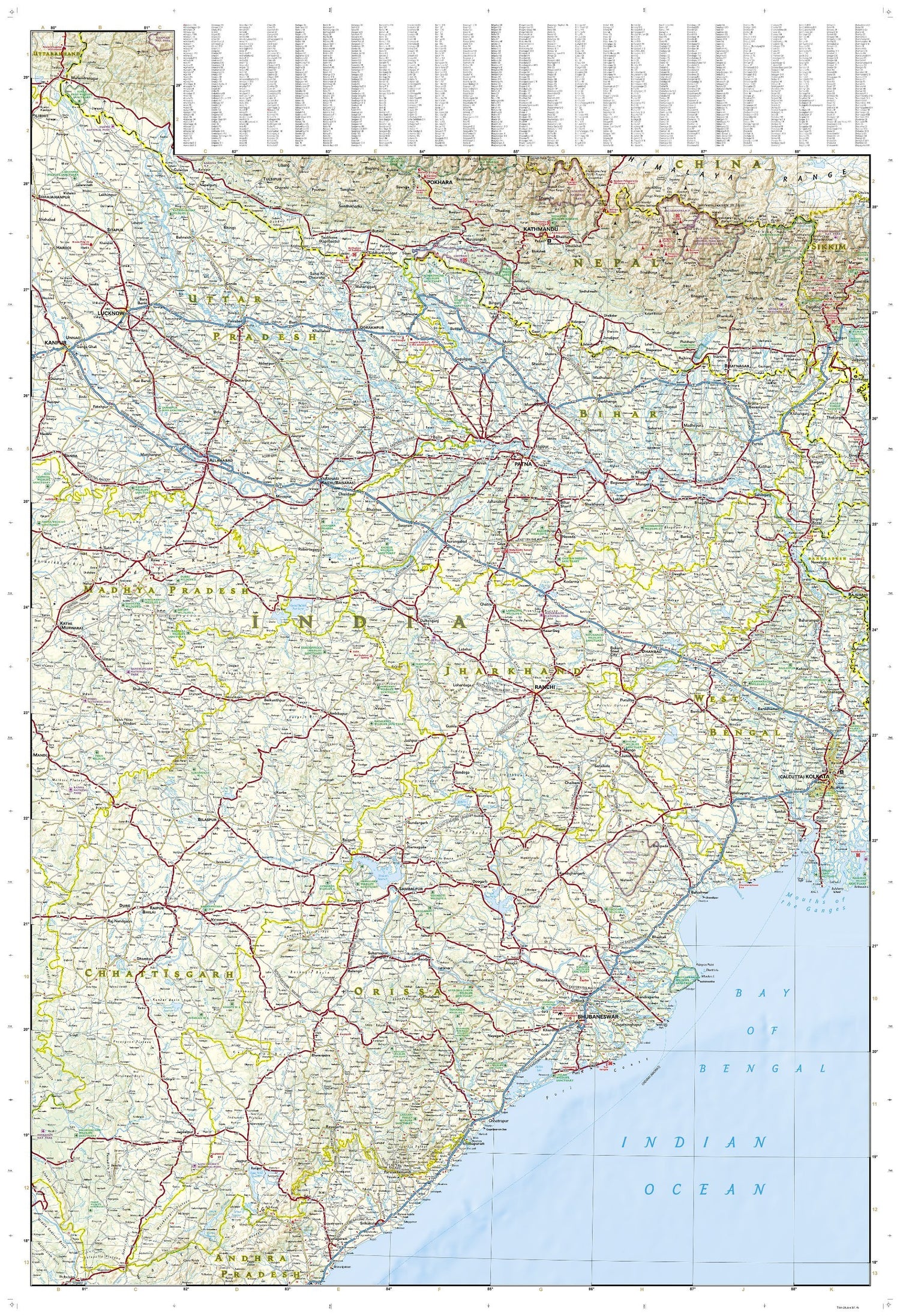 Carte routière - Inde Nord-est | National Geographic carte routière National Geographic