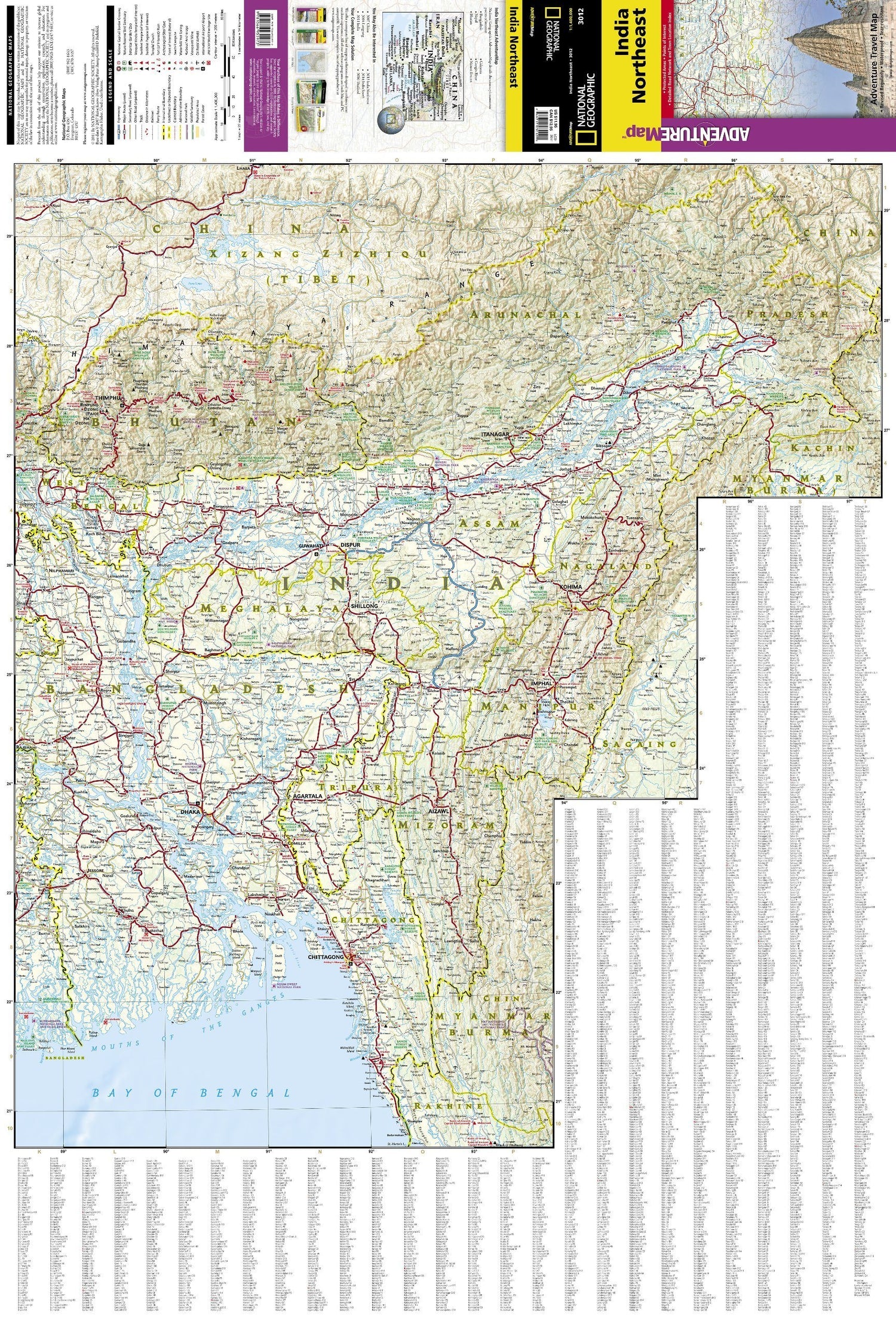 Carte routière - Inde Nord-est | National Geographic carte routière National Geographic