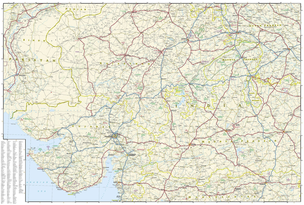 Carte routière - Inde Nord-ouest | National Geographic carte pliée National Geographic 