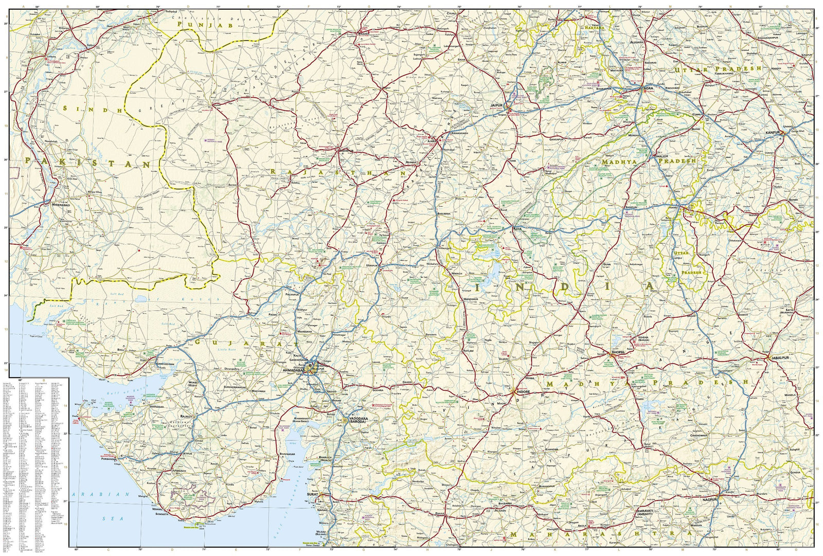 Carte routière - Inde Nord - ouest | National Geographic carte routière National Geographic