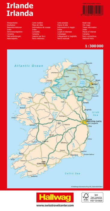 Carte routière - Irlande | Hallwag carte routière Hallwag