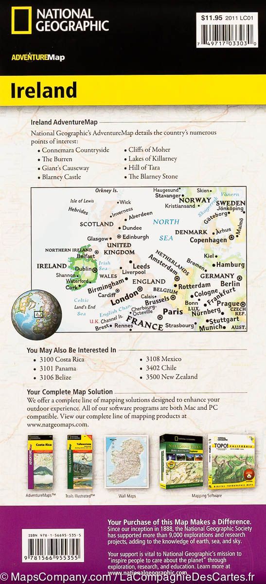 Carte routière - Irlande | National Geographic carte pliée National Geographic 